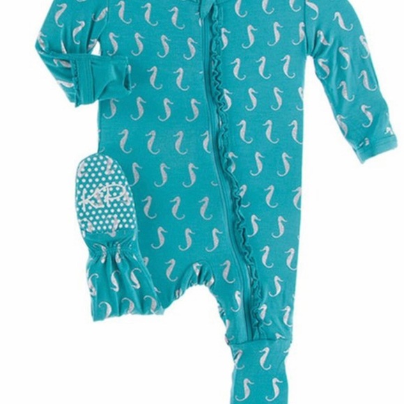 KICKEE PANTS Neptune Seahorse 9-12 M - Teal NWT - Picture 1 of 4